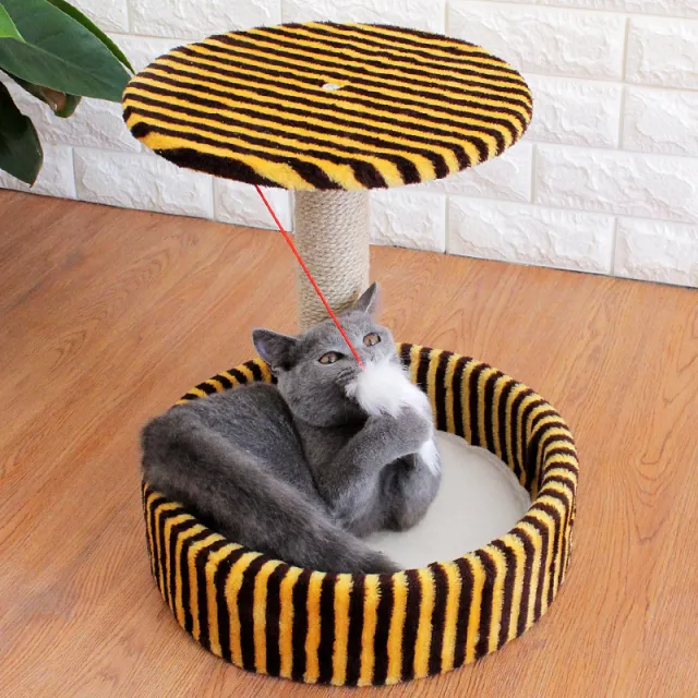 Cat tree small sisal toy jumping platform four seasons cat house Yellow Stripe - Shop at LoveMi