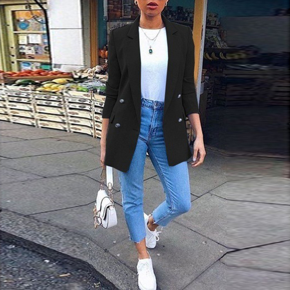 Fashion Lapel cardigan medium length temperament suit coat woman