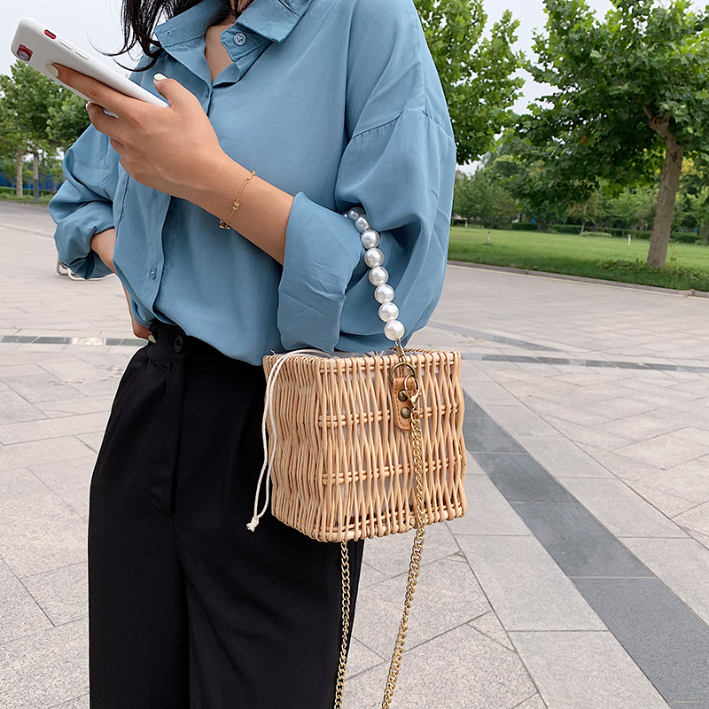 Female Pearl Woven Bag Crossbody Bag