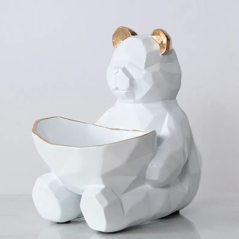 Geometric bear storage ornaments - White