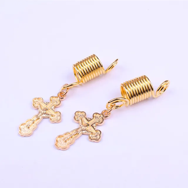 Alloy Cross Pendant Headdress Spring Ring Gold - Shop at LoveMi