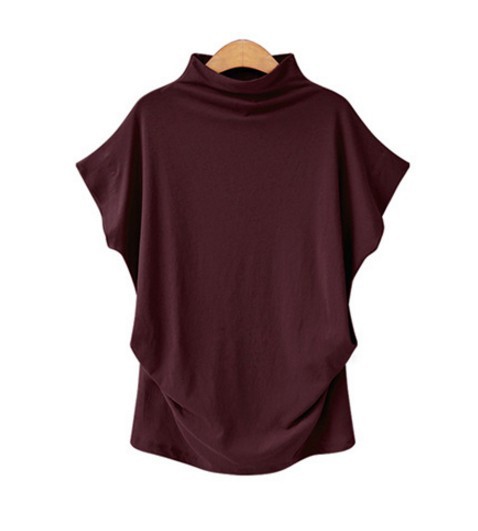 Mid-length blouse with half turtleneck bottoming