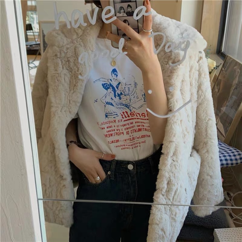 Simple loose printed super fire cec short sleeve T-shirt