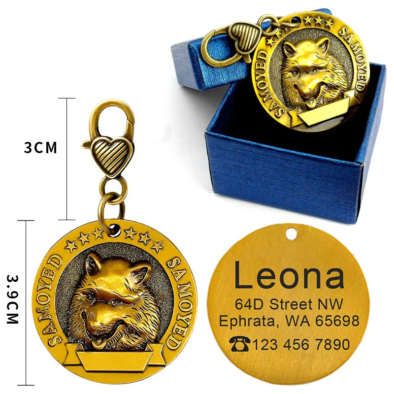 Custom Metal Engraved Dog ID Tag Anti-lost Identity Card - Alaska