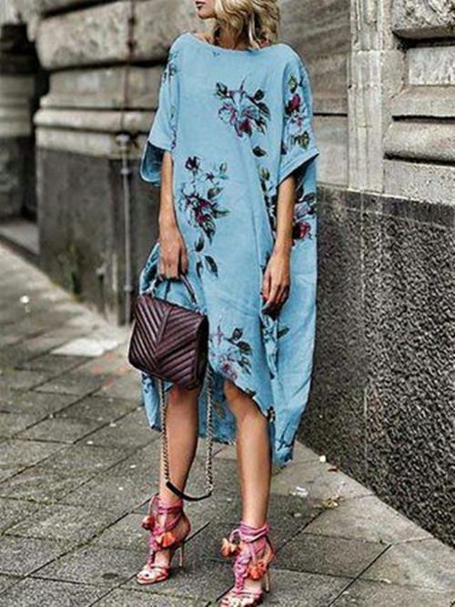 Printed floral loose dress