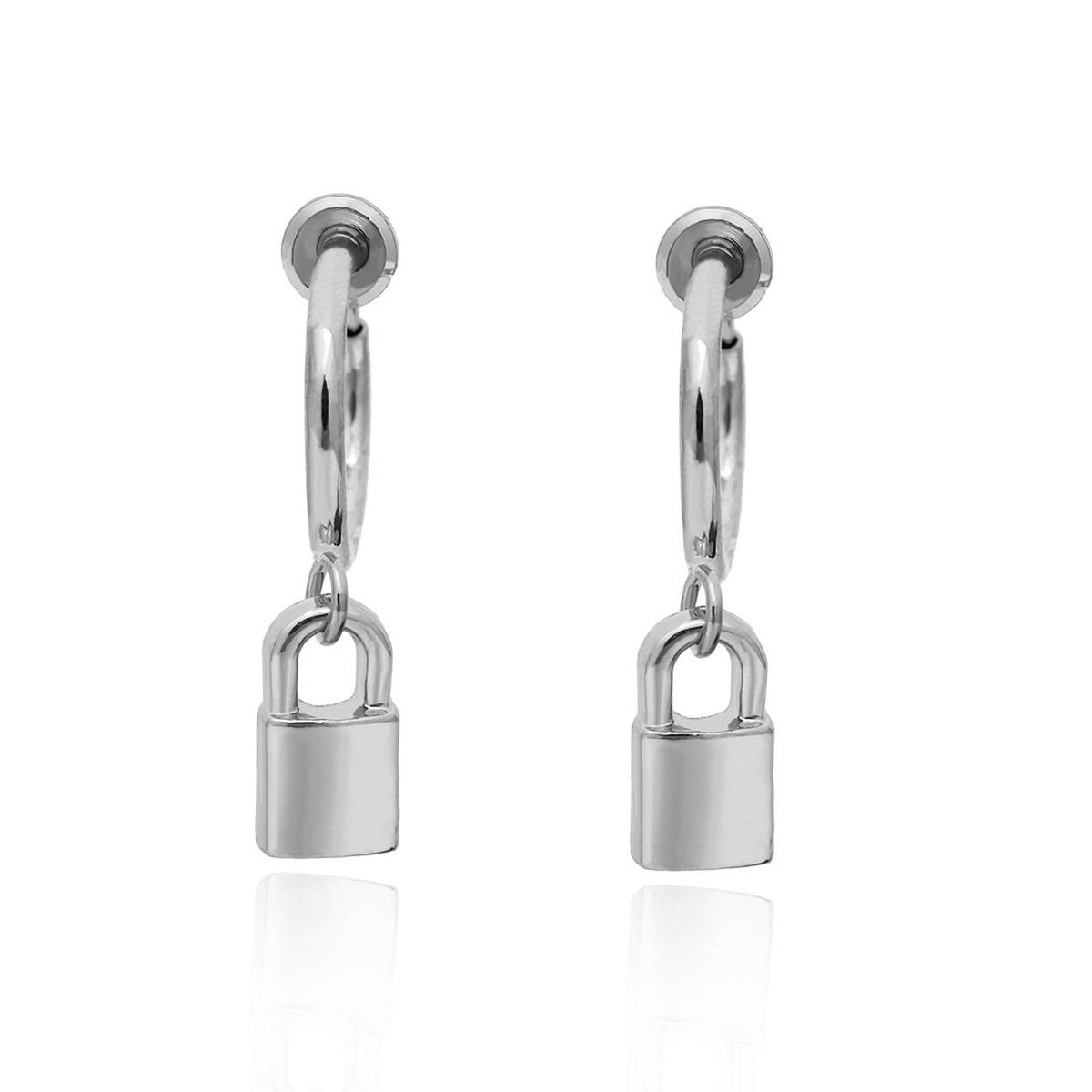 Small lock shape simple circle niche ear clip