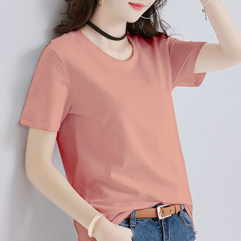 Pure cotton white T-shirt women short sleeves