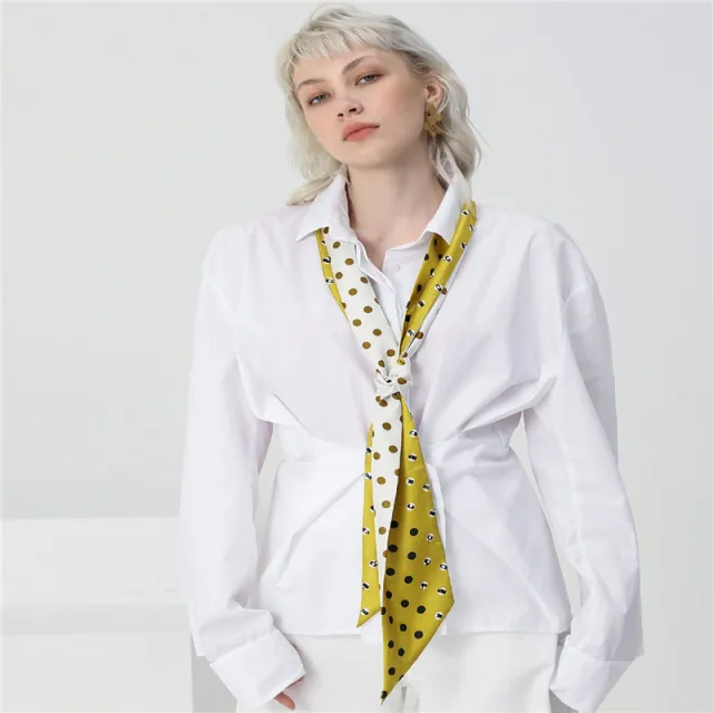 Polka dot printed silk scarf Yellow - Shop at LoveMi