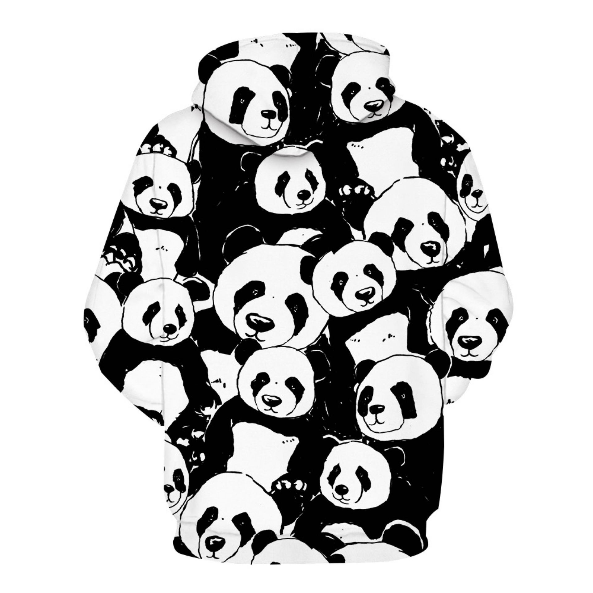 Panda 3D Digital Print Pullover Hoodie