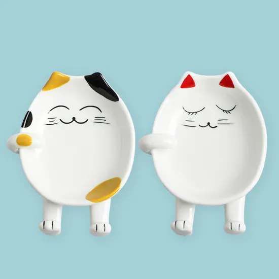 Cartoon Ceramic Pot Lid Rack and Utensil Holder — Red black, 2pcs