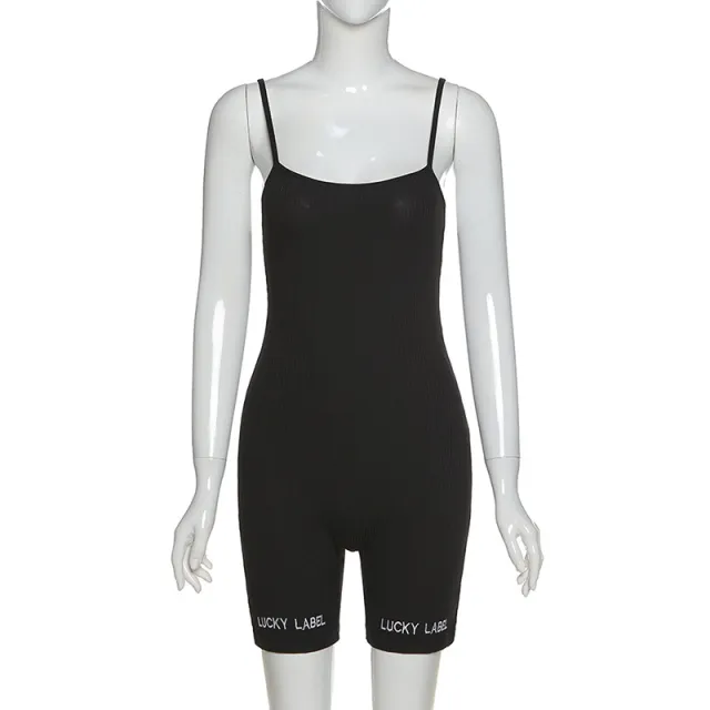 Short jumpsuit with strap embroidery Black - Shop at LoveMi
