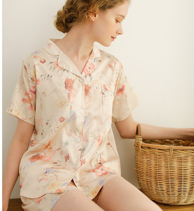 Title 1, Short Floral Home Shirt Short Sleeve Shorts