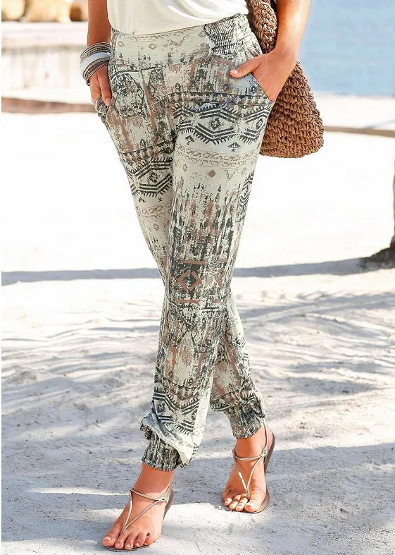 Women's printed casual pants White - Shop at LoveMi