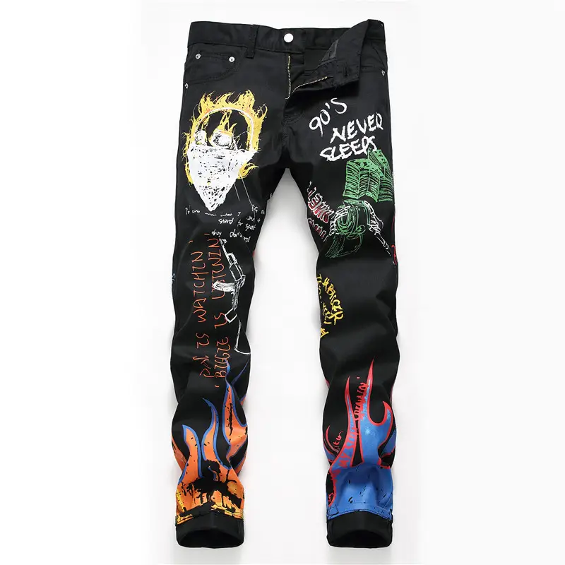 Men's Fashion And Comfort Monogrammed Black Trousers