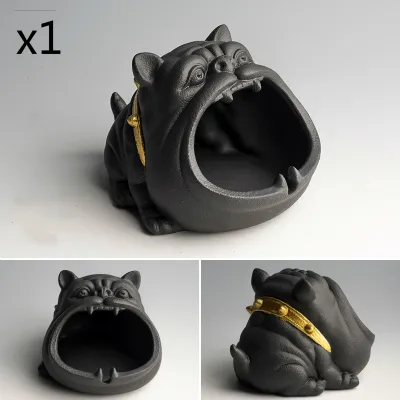 Cartoon Dog Ceramic Ashtray - Black