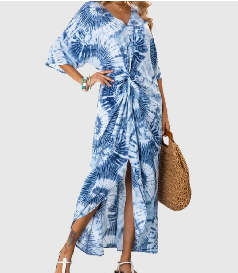 Printed V-neck dress