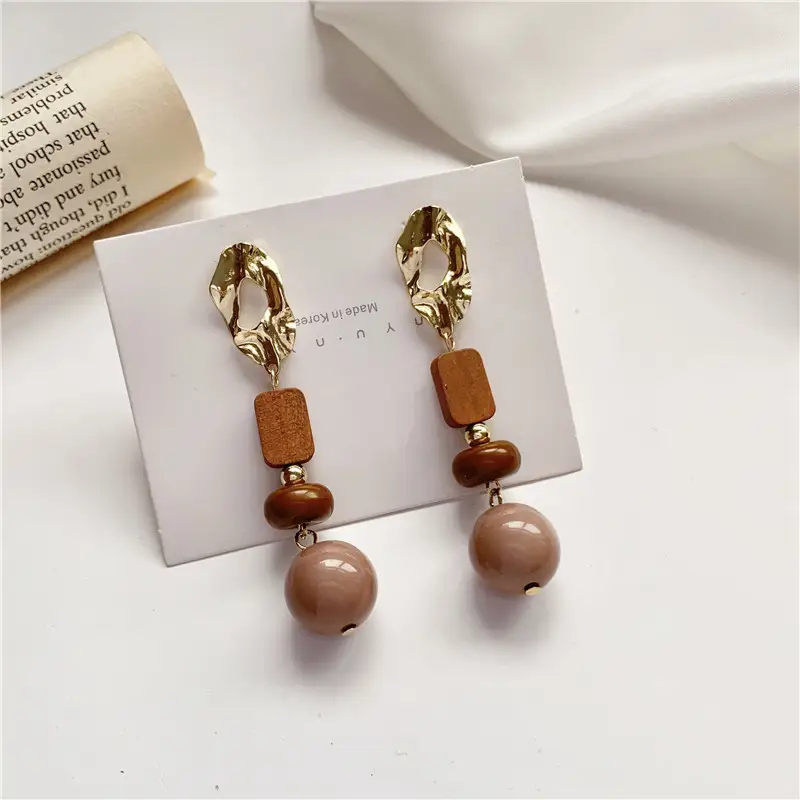 Log resin ball earrings