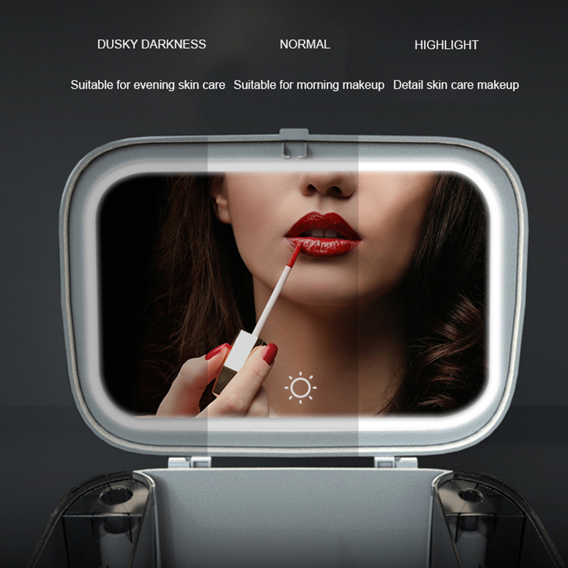 Makeup Organizer With Mirror LED light Large Capacity Jewelry Rack