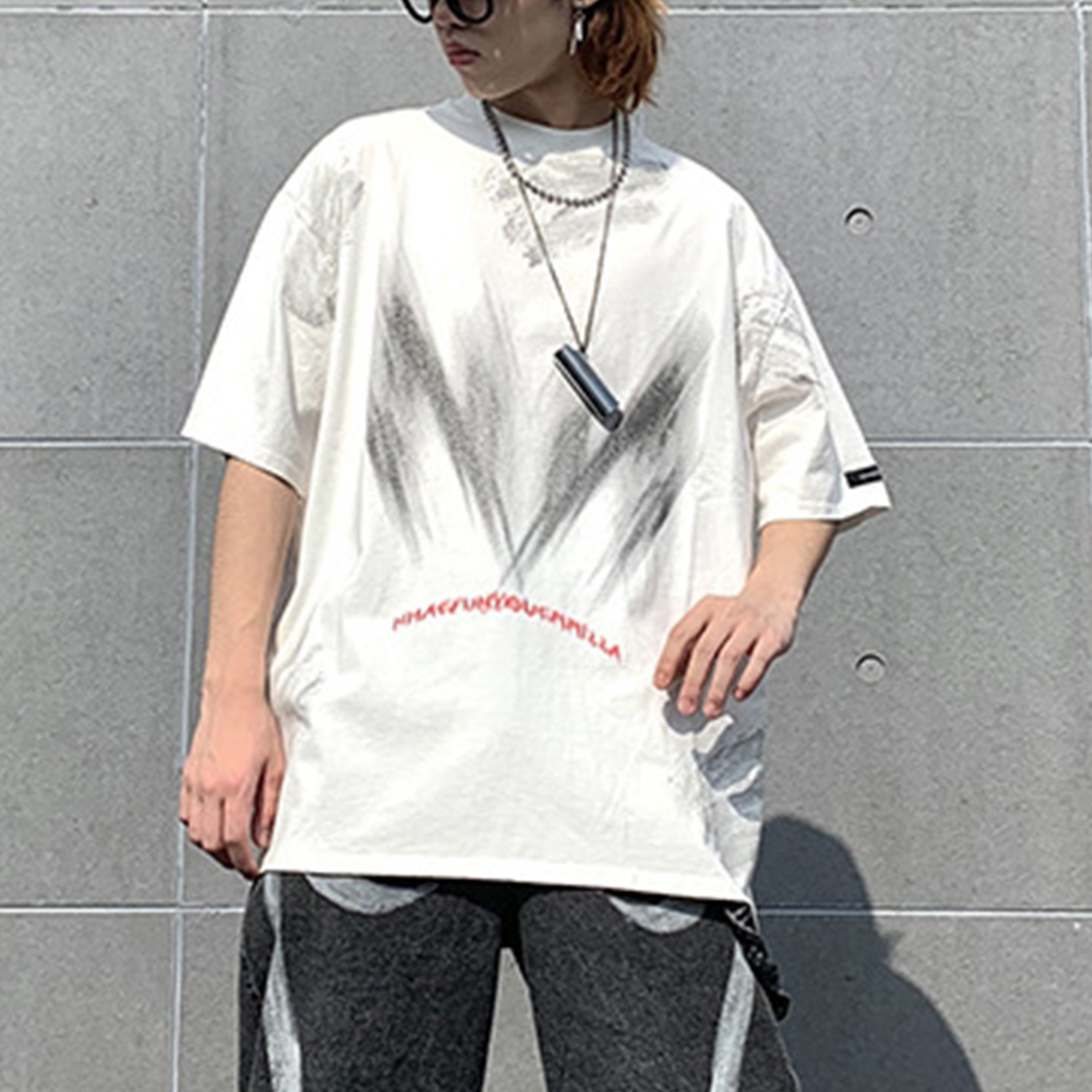 Oversized Graffiti Print Short Sleeve T-Shirt