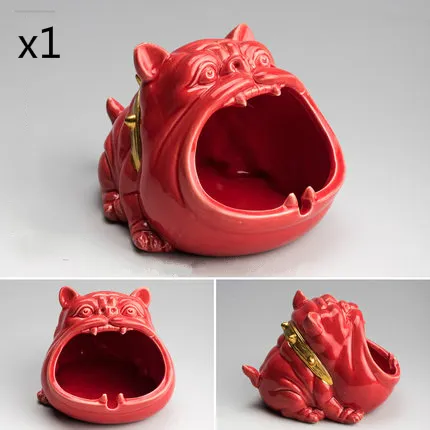 Cartoon Dog Ceramic Ashtray - Red
