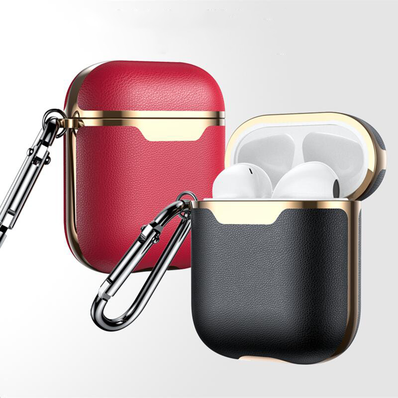Compatible con Apple, carcasa de cuero TPU para auriculares
