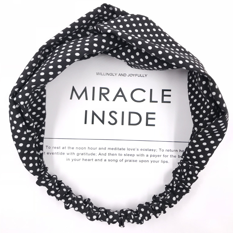 Korean cross hair band Cloth headdress Black Wave Point - Shop at LoveMi