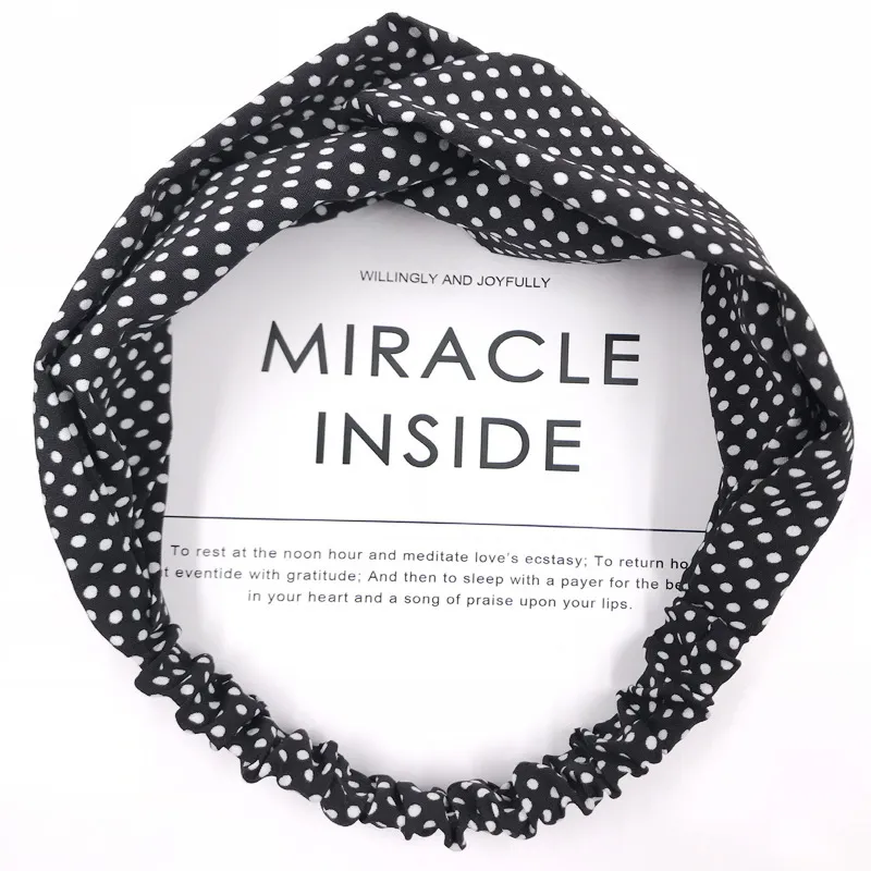 Korean cross hair band Cloth headdress - Black Wave Point