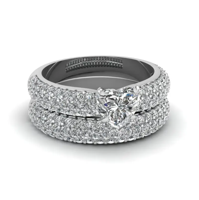 Double row full diamond set ring