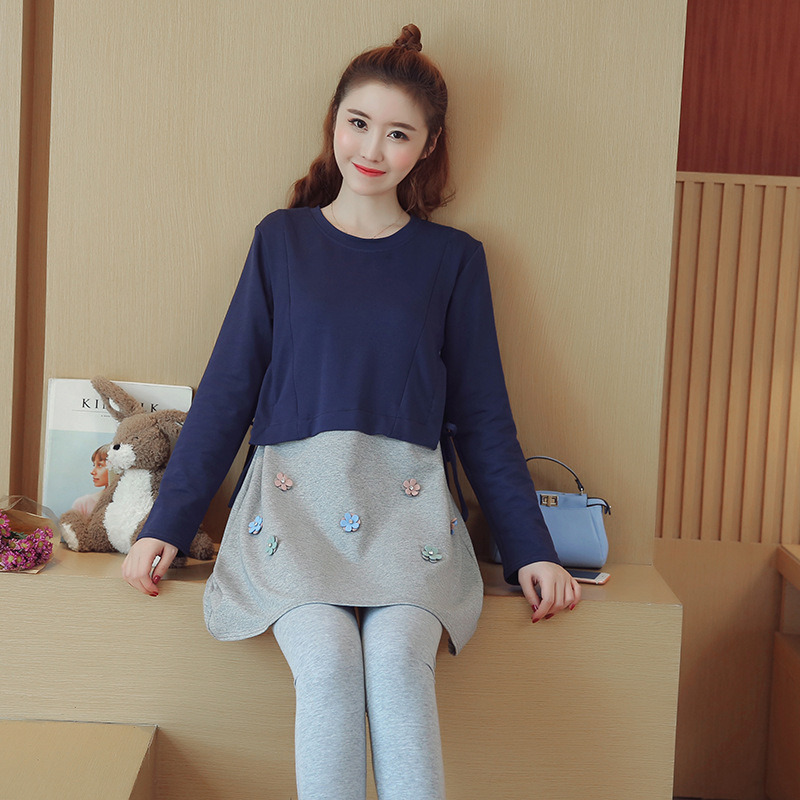 Maternity spring dress loose breastfeeding skirt