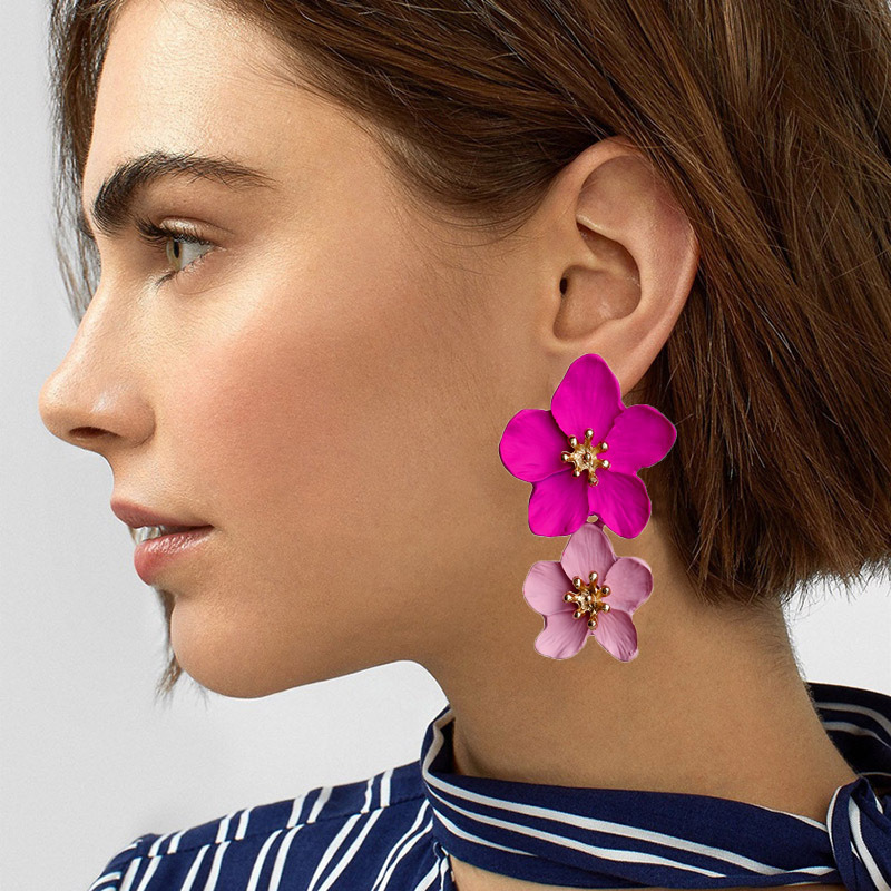Multicolor trendy flower earrings