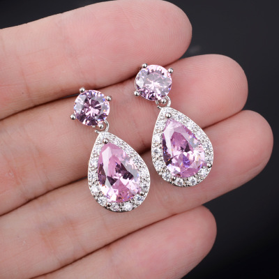 Zircon drop-shaped color treasure earrings
