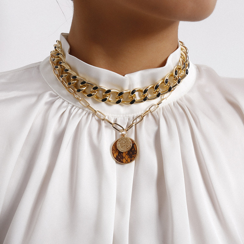 Painting oil thick chain necklace