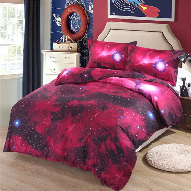 Starry sky print four piece bedding Red - Shop at LoveMi