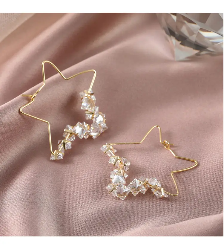 Rhinestone five-pointed star earrings