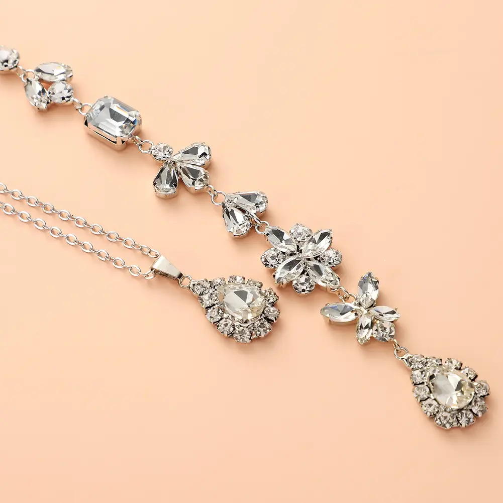 Simple diamond long back chain necklace