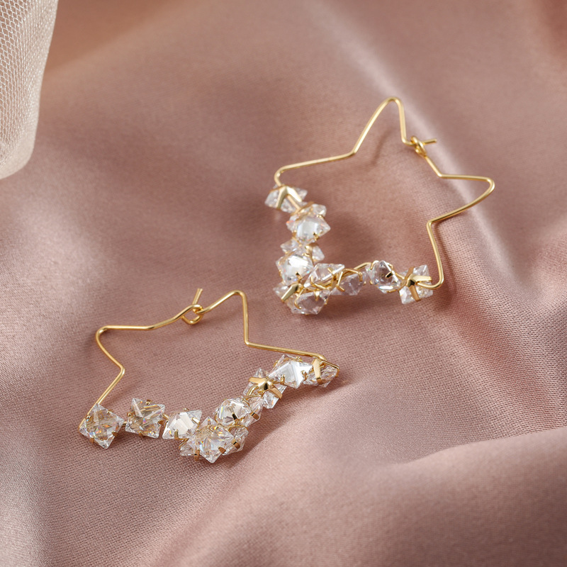 Rhinestone five-pointed star earrings