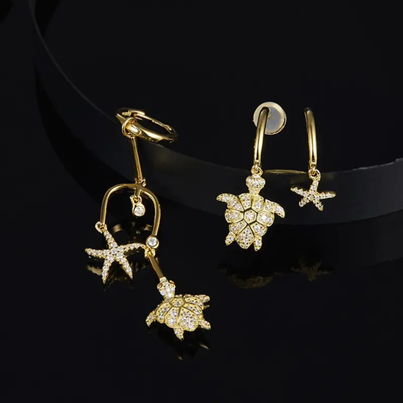 Asymmetrical Turtle Earrings