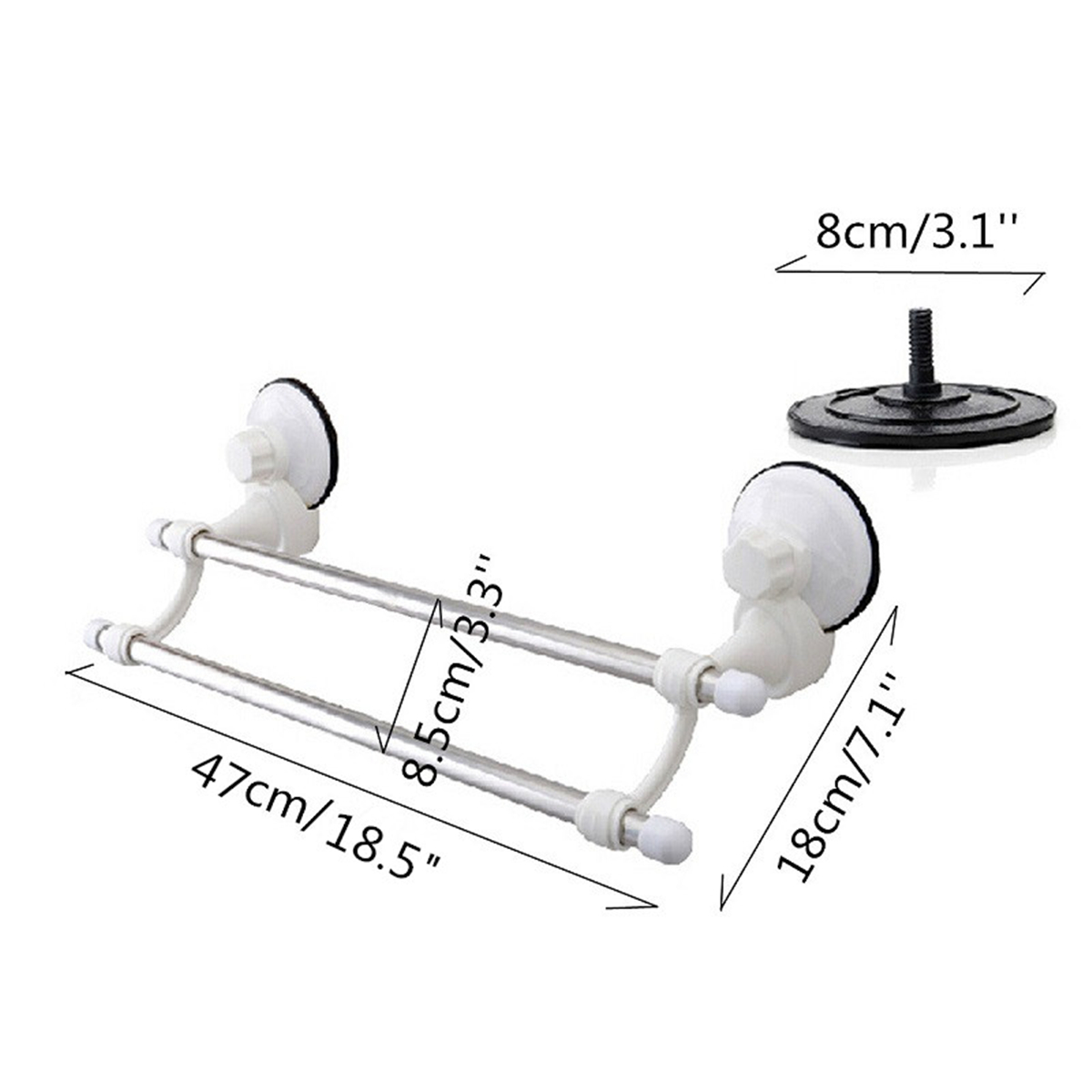 Suction cup double rod towel rack