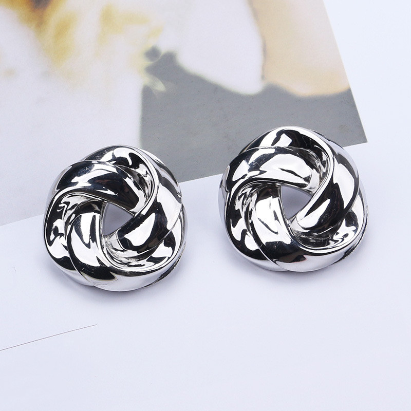 Metal personality button earrings