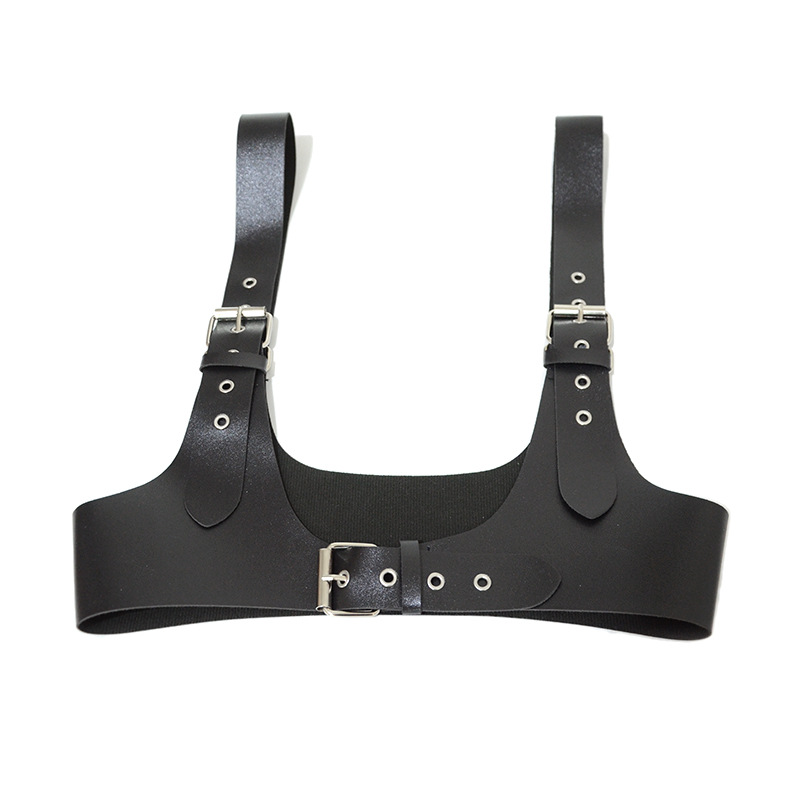 Strap faux leather black belt