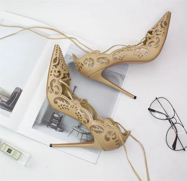 New hollow high heels in spring Apricot - Shop at LoveMi