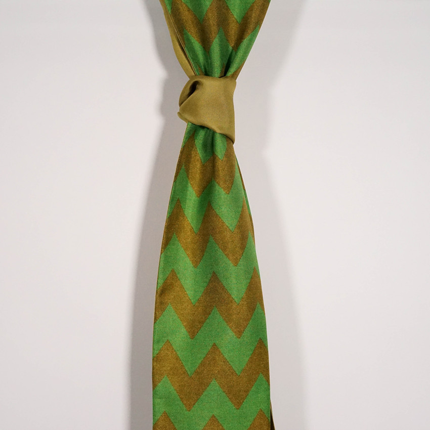 Green geometric silk scarf