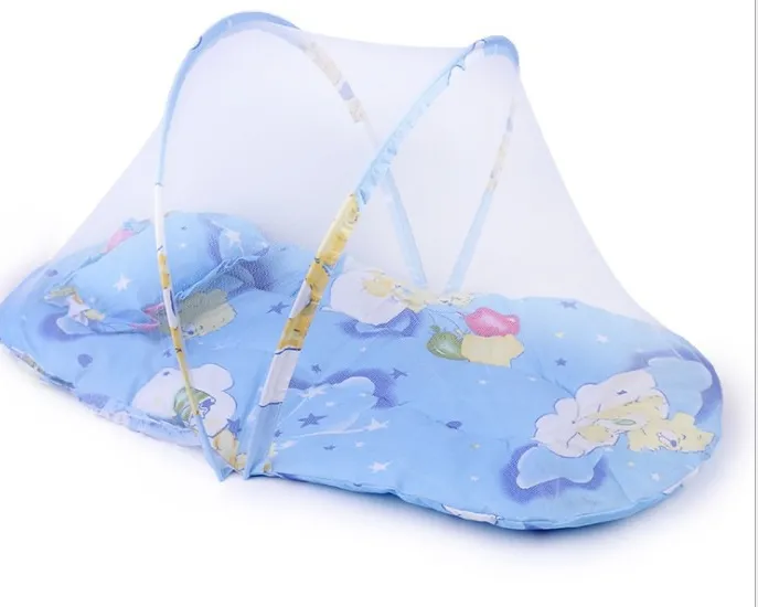 Portable Foldable Baby Kids Infant Bed Dot Zipper Mosquito Net Tent Sleeping Cushion – image 3