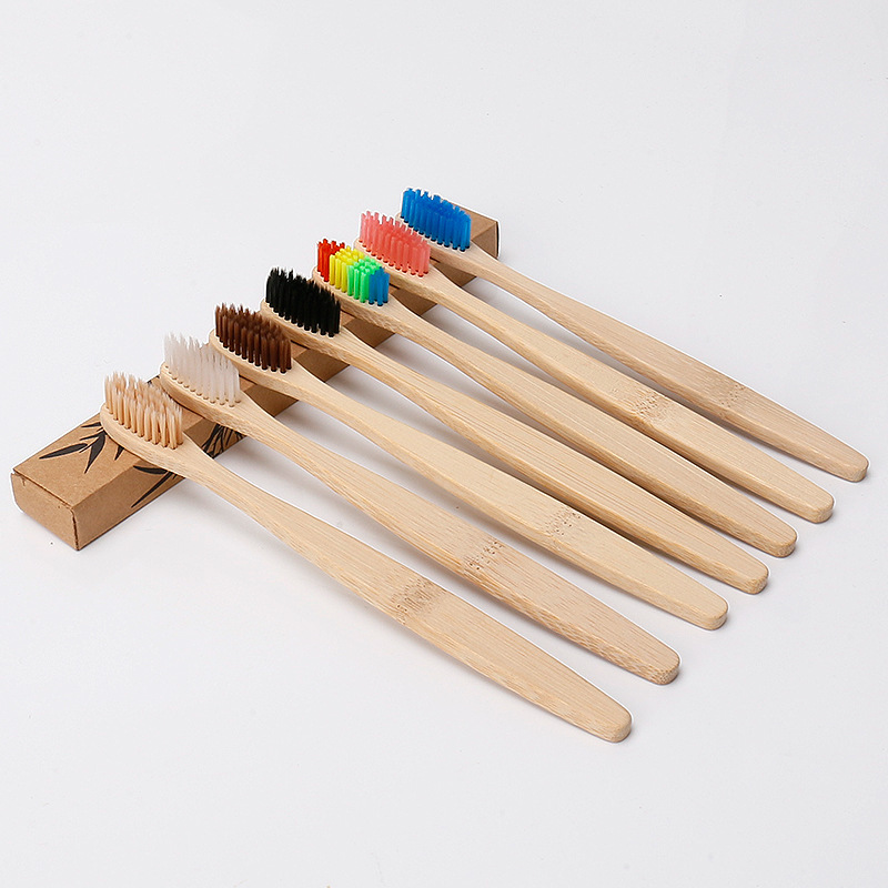Natural rainbow bamboo toothbrush