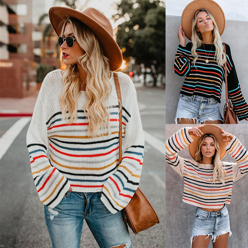 New Striped Net Red Personality Fashion Sweater