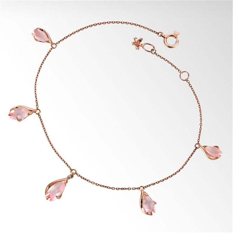 Pink Crystal Cherry Necklace Bracelet