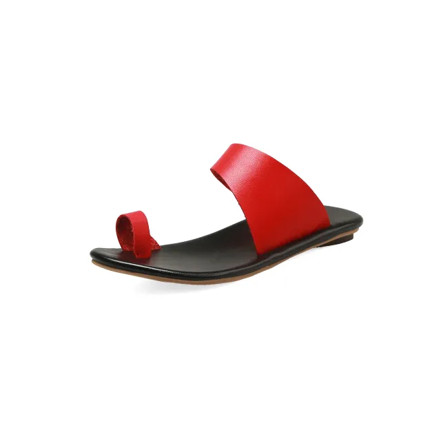 Half sandals with hollow flat bottom Red - Shop at LoveMi
