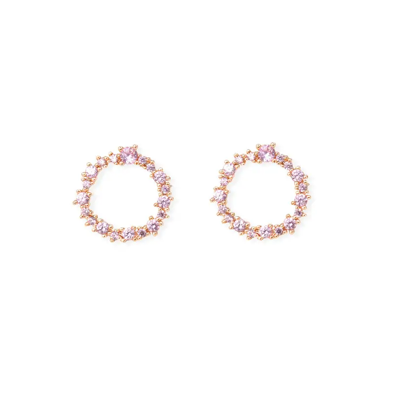 925 Silver Pin Round Zircon Stud Earrings
