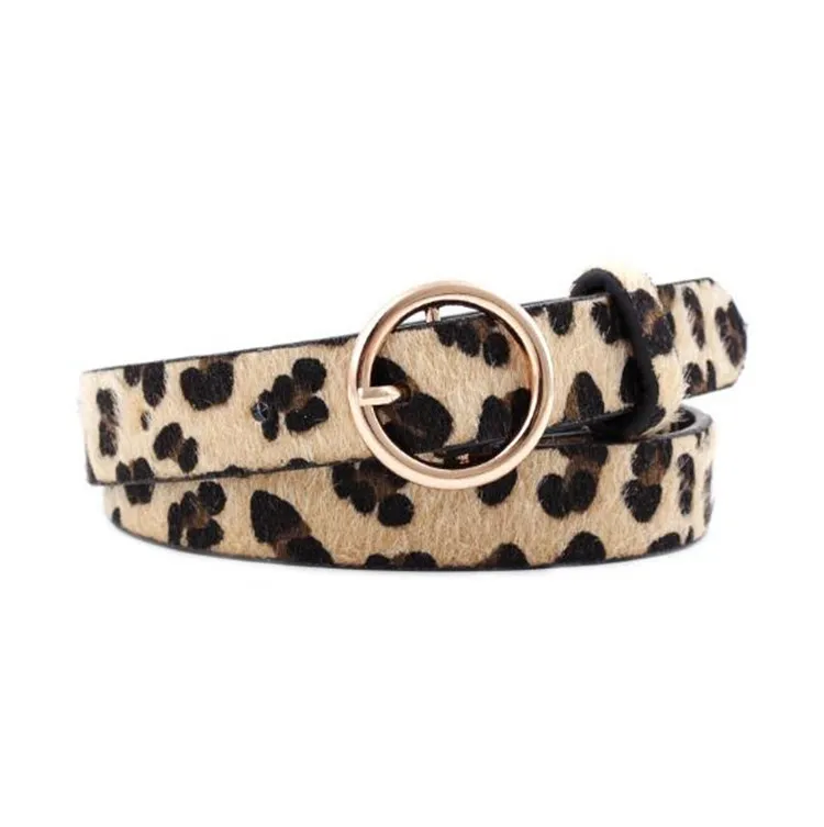 Fashion round button leopard zebra SNAKE BELT - Leopard Print