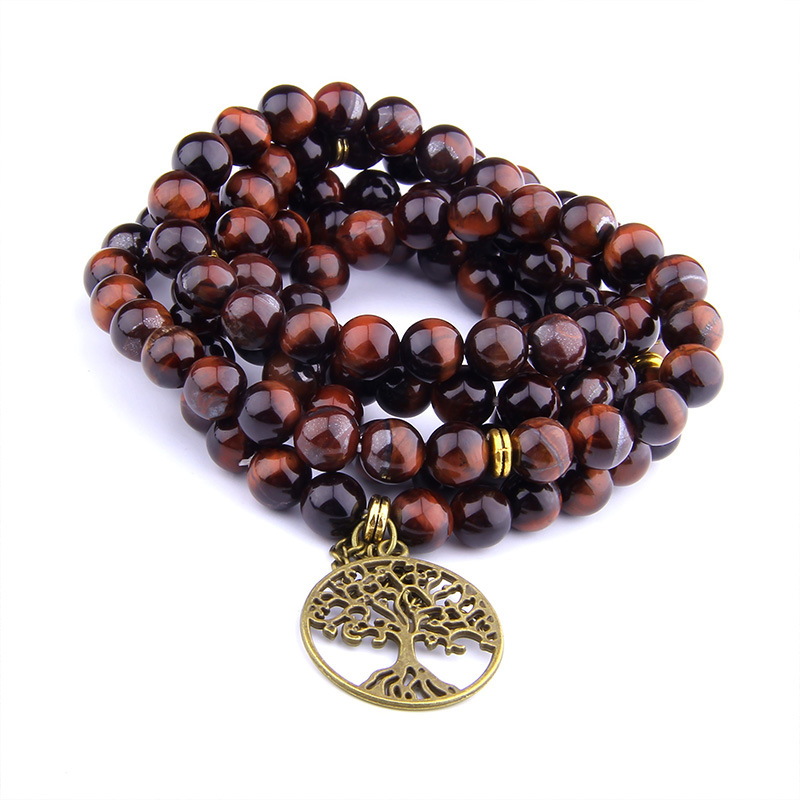 Tree pattern agate long bracelet big tree pendant